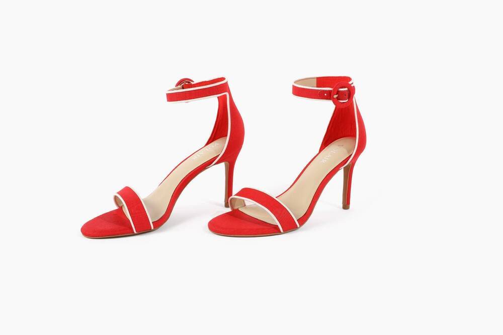 NEW VOLAIR women's comfy sporty strap stiletto heel in red